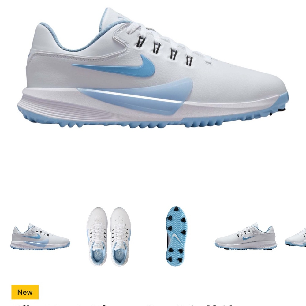 Nike Men's vVictory Pro 4 golf Shoes in White and Light Blue